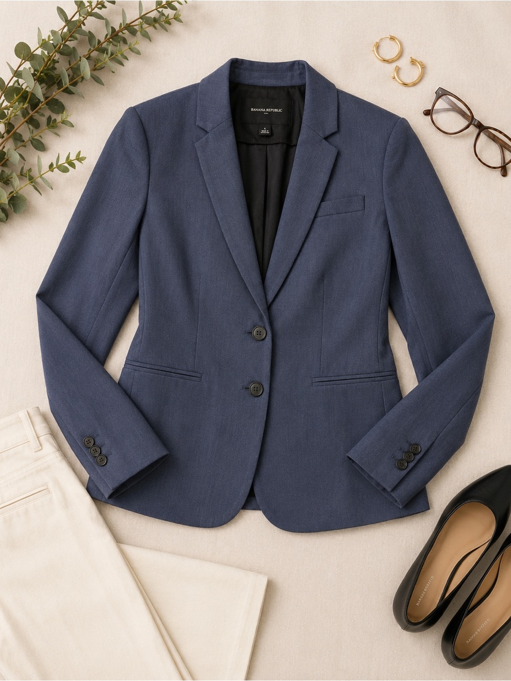 Banana Republic Tailored Blue Blazer Career Office Jacket Size 6
